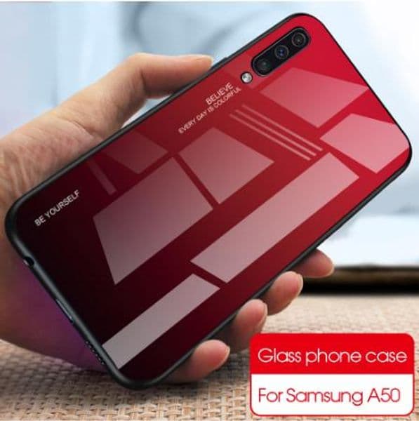 Gradient Phone Case For Samsung Galaxy A50 Case Tempered Glass Back Cover For Samsung A50 A505F A505 A 50 A505FD Fundas Coque