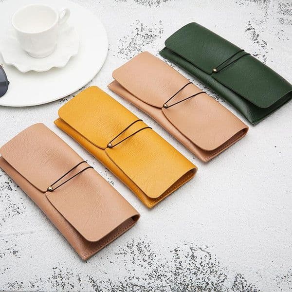 Q Men Women Kids Sunglasses Case Leather Pure Color Soft Bag Handmade Glasses Bag Reading Glasses Boxes Eyeglasses Storage Box xsWXE