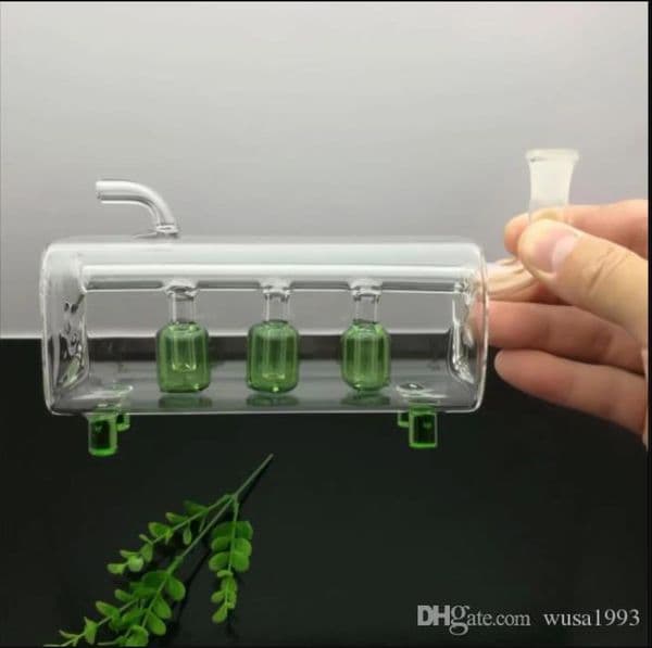 Square tube three column glass filter water bottle Wholesale Glass bongs Oil Burner Glass Water Pipes Oil Rigs Smoking Rigs