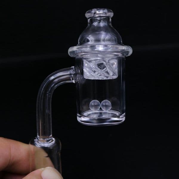 Hot on sale Bottom Flat Top Quartz Banger Nail with Terp Pearl Insert Glass bubble Cyclone Spinning Carb Cap for Glass Water Pipes