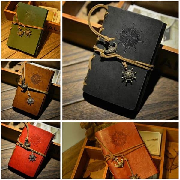 Wholesale-Vintage Leather Bound Blank Pages Notebook Note Journal Diary#70498