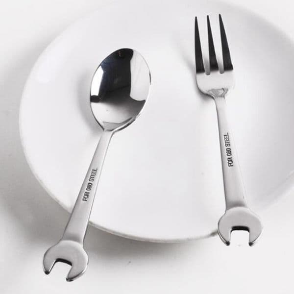 Creative Wrench Shaped Spoon Fork Home Kitchen Stainless Steel Tableware Fruit Dessrt Salad Forks Cutlery