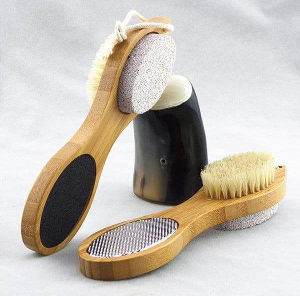 Exfoliating Dead Skin Remover Foot Massager Wooden With Natural Boar Bristle And Pumice Stone Feet Brush Sn2316 B2
