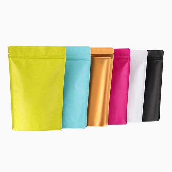 wholesale Colorful Matte Stand Up Zip Lock Mylar Packaging Bags Aluminium Foil Zipper Standing Food Storage Bag for Snacks with Tear Notch