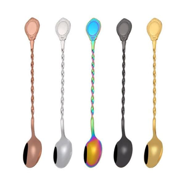 New Spiral Long Handle Mixing Cocktail 304 Stainless Steel Stir Spoon Bartender Bar Tools B2