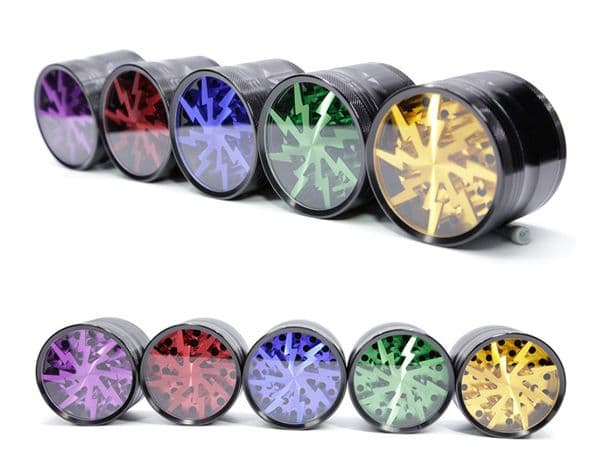 The latest smoking 63X50MM size four-layer aluminum alloy material lightning model style smoke set tobacco grinder