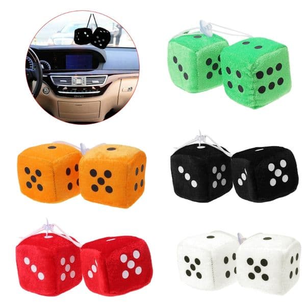6CM Fuzzy Dice Dots Car Ornament Rear View Mirror Hanger Decoration Car Styling Accessories With Sucker