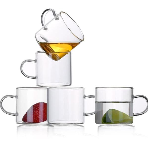 1Pcs New Borosilicate Heat-Resistant Tea Student Handmade Transparent Coffee Glass Cup High Temperature Square Cups Wholesale B2