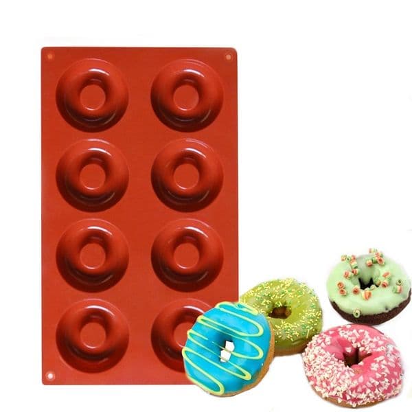 8 Grids Silicone Donut Mold Non-Stick Bread Pastry Cookie Chocolate Mould Muffin Cake Mold Baking Tool WB100