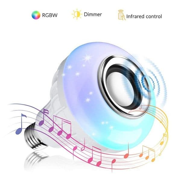 Wireless Bluetooth Speaker+12W Color Dimmable RGB Bulb LED Lamp 110V 220V Smart Led Light Music Player Audio with Remote Control By Tuya App