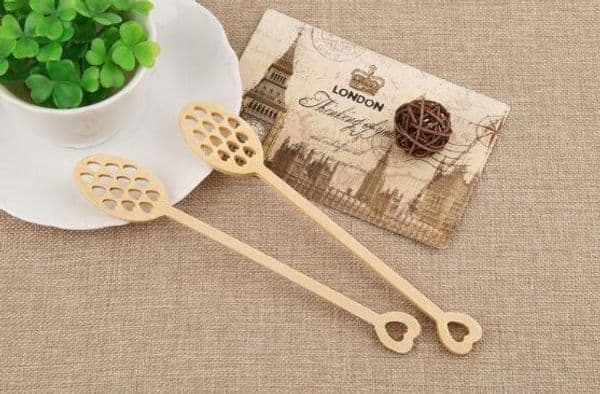 Wood Honey Dipper Stick Cute Heart Shape Honey Server Stirrer Long Handled Honey Spoons Mixing Bar Spoons Kitchen Gadgets