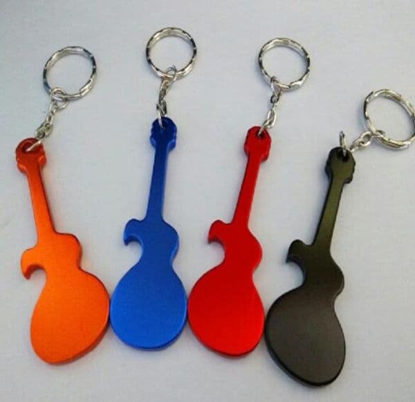Personalized Wedding Party Favor Guitar Shaped Bottle Opener Keychain Keyring Custom Bride & Groom Names Wedding Gift for Guest