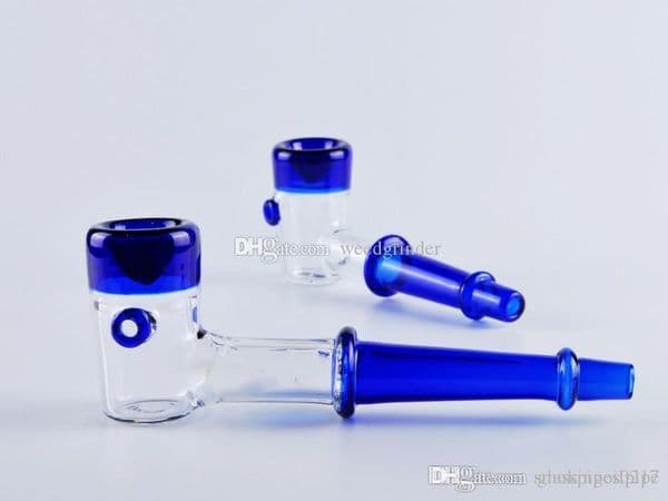 Newest High quality Blue bamboo Thick glass spoon pipe sherlock pipe colorful glass tobacco hand pipe for smoking with Air carb hole