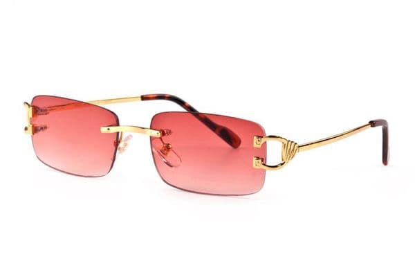 red fashion sport sunglasses for men unisex buffalo horn glasses mens women rimless sun eyeglasses silver gold metal frame eyewear lunettes