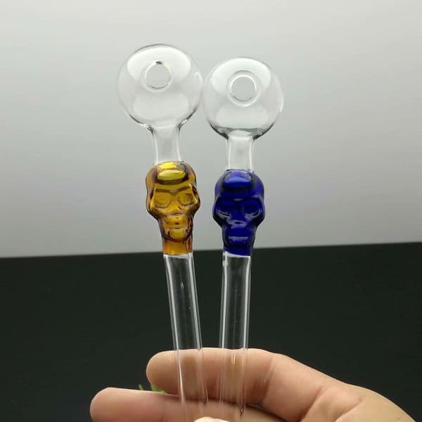 Smoking pipes Ball Glass Oil Burner Pipe Smoking Bowl Water Hookahs Bongs Hot selling color skull straight pot in Europe and America