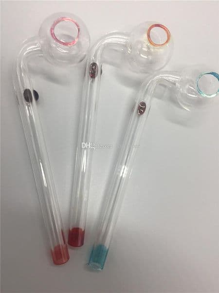 high quality new desgin colorful 14cm lenght glass oil burner pipes thick heady Curved smoking oil tube pipe with different colored balancer