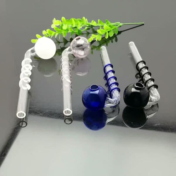 Smoking pipes hookah Oil Burner Pipes Smokings Glass Bowl Pan Silk Color Bubble Long Bend Pot