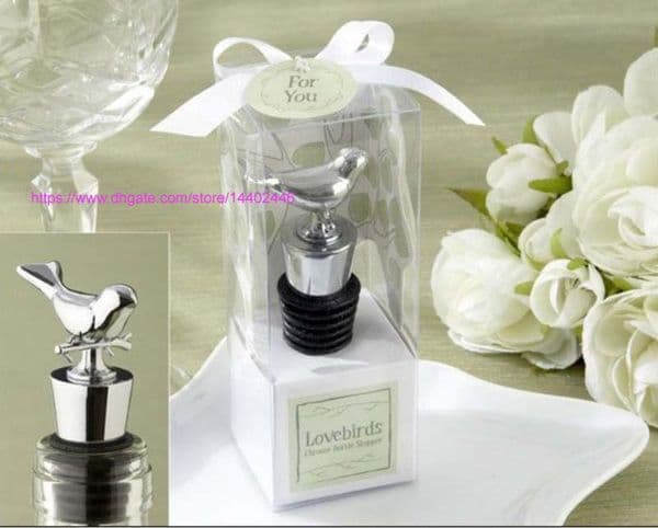 50pcs Love bird chrome wine bottle stopper Wedding bridal shower party favor guest gift Love Birds bird Stoppers