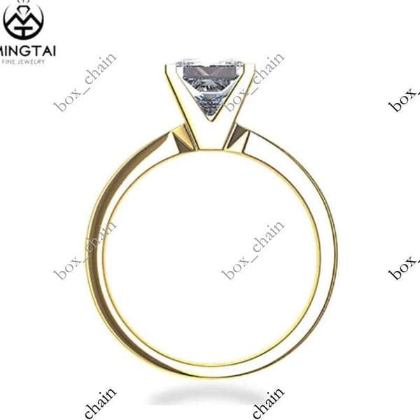 14k Princess Cut Silicon Stone Diamond VVS Moissaniteia Fashion Women's Wedding Simple Gold Ring Design