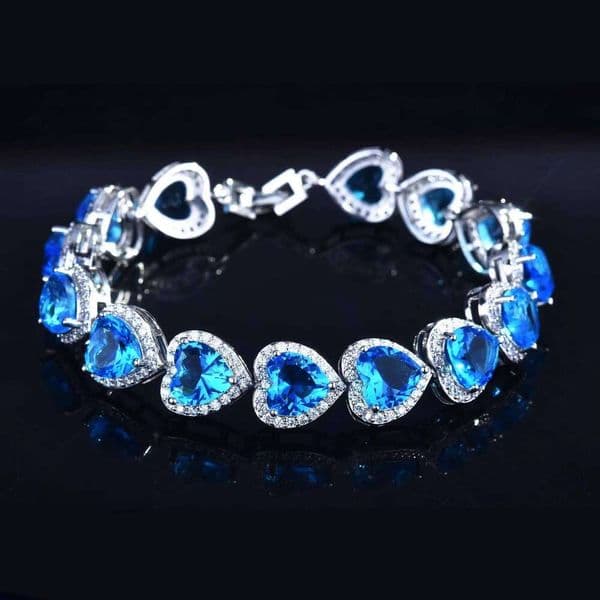 Romantic Ocean of the Heart Blue Crystal For Women Imitated Sapphire Love Bracelet Wedding Jewelry Valentines Gift