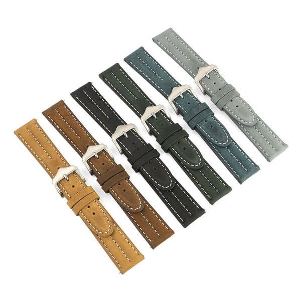 New Thick Line Rough Mineral Watch Panerai Color Change Vintage Matte Genuine Leather Strap 20/22mm