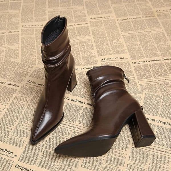 High Heels Womens Boots Pointed Toe Sexy Shoes Winter Dress Pumps Fashion Leather Pumps Chelsea Boots Mujer 251226