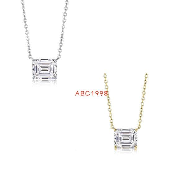 5ct Emerald Cut Moissanite Pendant Necklace 925 Sterling Silver Simple and Elegant Design for Women Ideal for Gifts