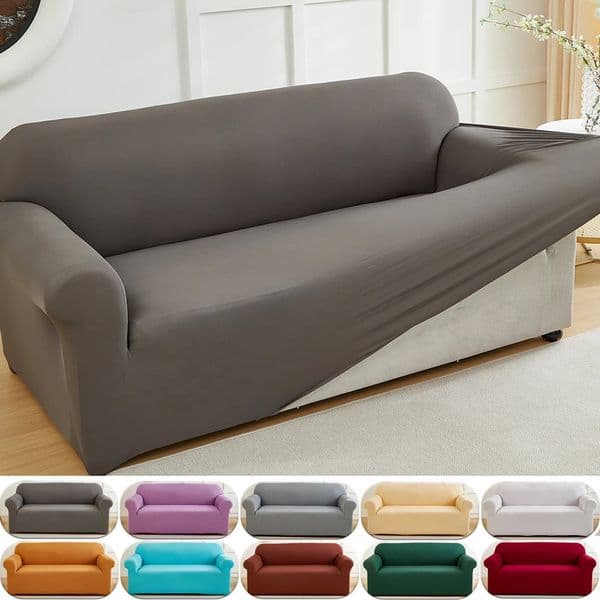 1pc Stretch Sofa Slipcover Solid Color Sofa Couch Cover Soft Non-slip Dustproof Furniture Protector for Living Room Home Decor 251230