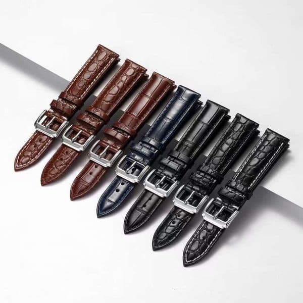 Double-Sided Faux Crocodile Band Genuine Leather Strap for Men and Women Smart Watch Accessories 18/19/20/21/22mm