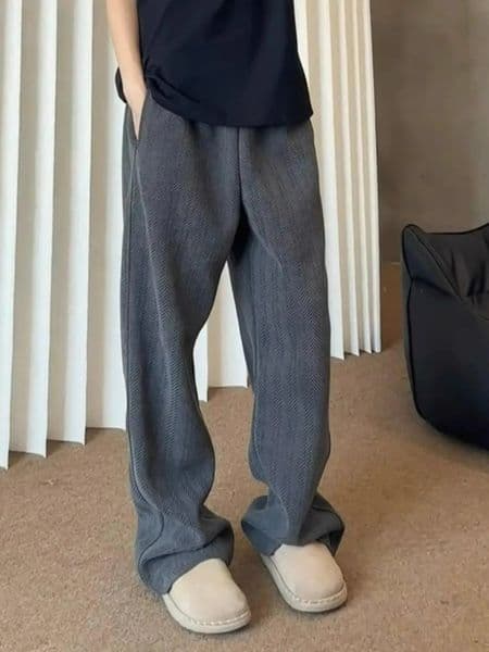 Retro velvet casual sweatpants for men in autumn and winter loose straight leg heavy weight and thick pants 251230