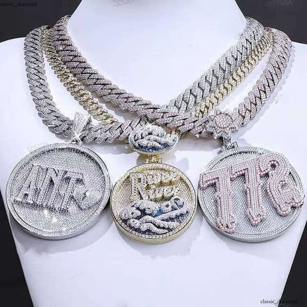 Ice out VVS Moissanite IGI Passport Tester Premium Jewelry Sier Hip Hop Name Letter Carbon Silicon Iced Pendant