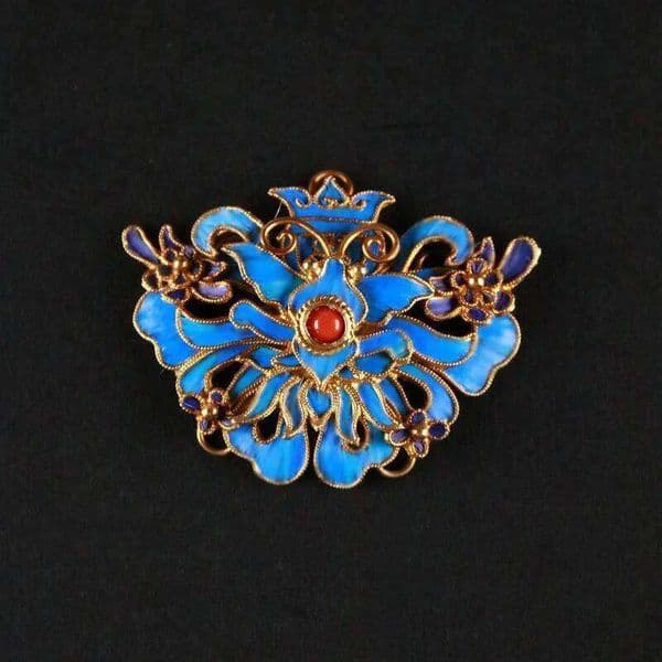 Designer original new ancient gold craft enamel porcelain court style brooch retro exquisite and elegant ladies jewelry