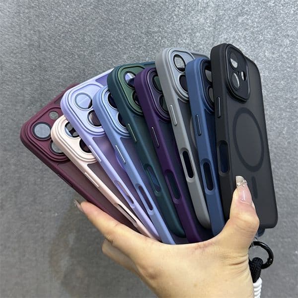 Magnetic Shockproof Case With Lens Film Lanyard Rope Wristband For iPhone 17 Air 16E 14 15 16 Plus 13 12 11 Pro Max For Magsafe Phone Casing Protective Cover