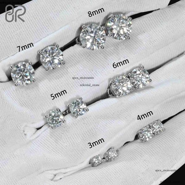Wholesale Vvs Diamond Earring Factory Price 10k 14k 18k Solid Gold Round Brilliant Cut Moissanite Hoop Stud Earrings Men Women