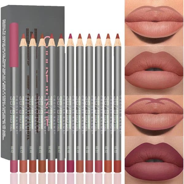 12pcs Velvet Matte Lip Liner Set - Long-Lasting Versatile Shades Longlasting Lip Makeup Berry Brown Pink Lip Pencil 251231