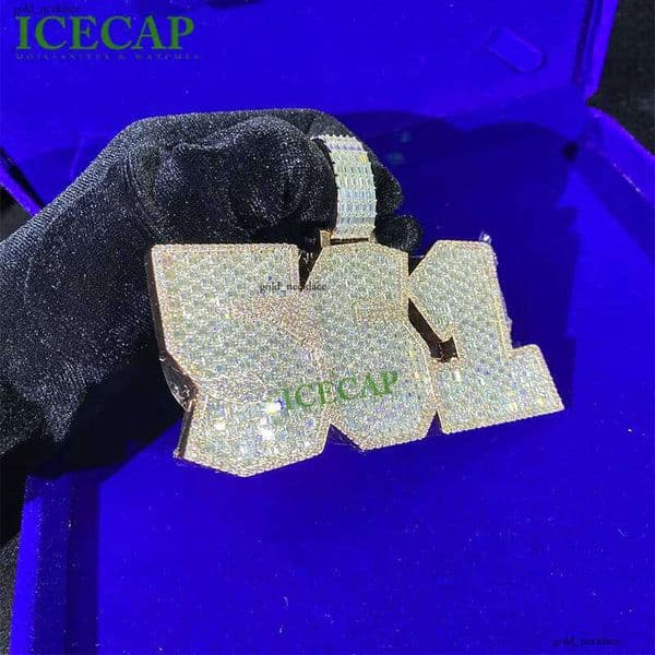 925 Sterling Silver Custom Number Pendant Long Baguette Cut VVS Moissanite Moissanite Hip Hop Men's Jewelry