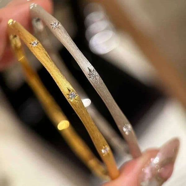 vintage Octagonal star wire drawing shiny bangles silver 925 exquisite light luxury bracelet for women engagement fine jewelry