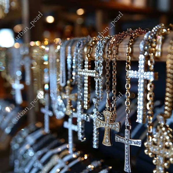 Manufacturer Wholesale Price Custom VVS Silicon Stone Iced 925 Silver 18k Gold Plated Pendant Necklace Cross Jesus Premium Jewelry for Men