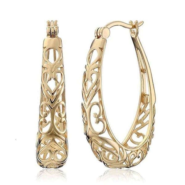 New 925 Silver Hollow Fashion Big 18k Gold Earrings For Women Charm Jewelry Gift