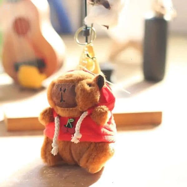 Kapila Cute Cartoon Capybara Plush Keychain - Soft Animal Pendant with Clothes Bag Hanging Ornament
