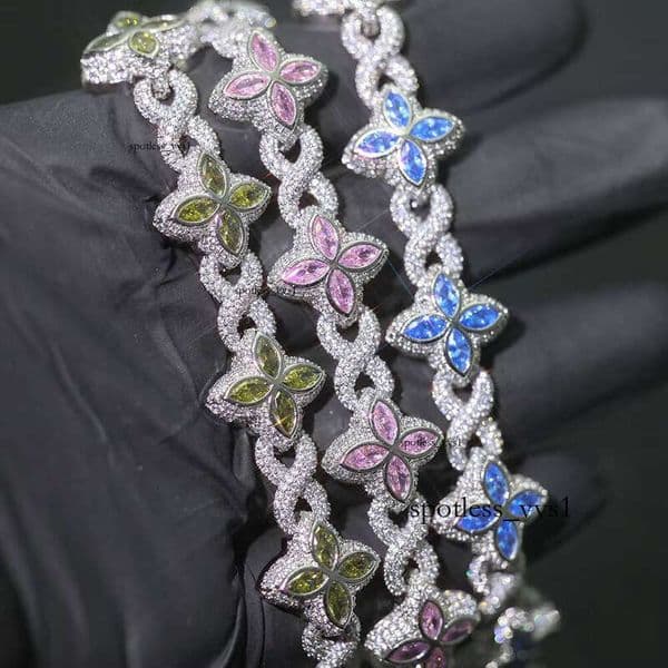 Hip-Hop VVS Moissanite Iced Out Celebrity for GRA Women Custom Fashion Jewelry Couple Four-Leaf Clover Necklace Wholesale