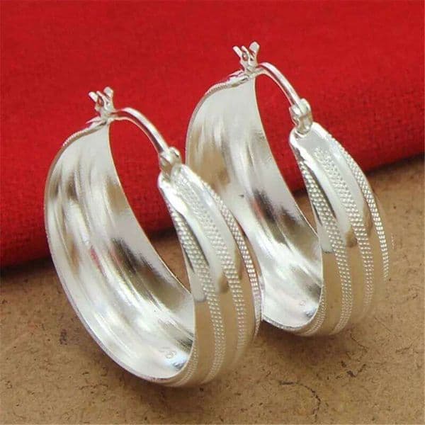 925 Sterling Silver Fashion Striped Car Flower Earrings 3.5CM For Women'S Wedding Jewelry Gifts
