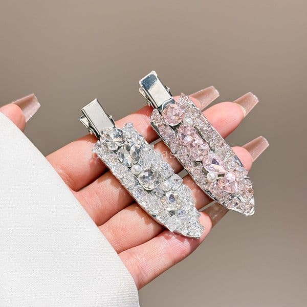 Crystal Shovel Hair Clip High-end Women's Bangs Side Clip Sweet Traceless Hairpin Girl Hair Accessories