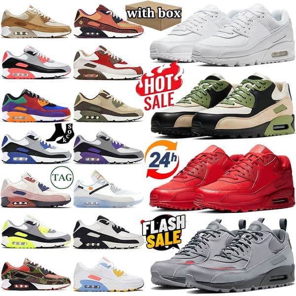 with box Designer 90 Running Shoes Men Women Fashion Shoes Leather Mesh Triple Black White Red Blue Light Smoke Grey Sneaker Trainers Outdoor Sports Tennis Eur 36-45