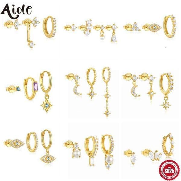Aide 925 Sterling Silver Fashion Korea Micro-set Zircon Multi-layer Vertical Bar Geometric Earrings Temperament Exquisite Jewel