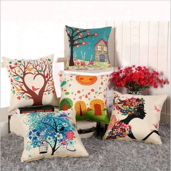Bestseller 1pcs Linen Printed Pillowcase for Household Sofas Big Tree Leaves Pattern Office Chairs Pillowcases Square Cushions Pillow case ddmytues