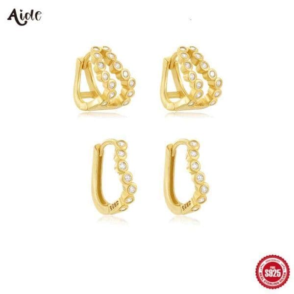 Aide 925 Sterling Silver Twisted Geometry Huggies Gold Hoop Earrings For Women Simple Delicate Elegant Fine Jewelry Party Gift