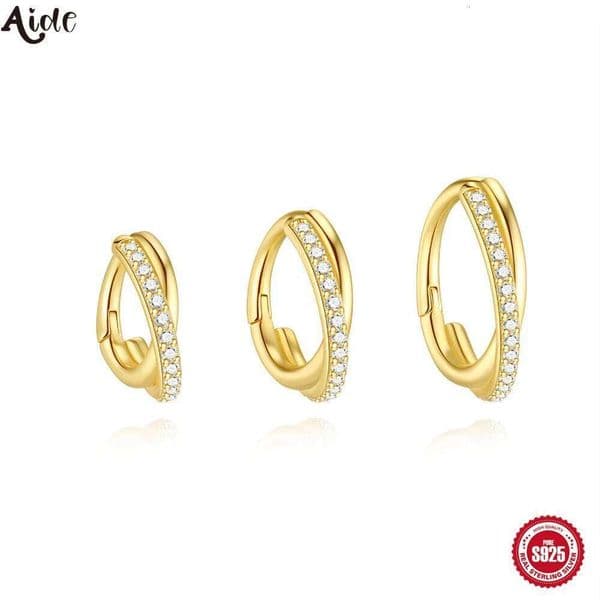 Aide 925 Sterling Silver 6/8/10MM 18K Round Huggies Hoop Earrings For Women Classic Fine Jewelry Korean INS Trendy Summer 1pc