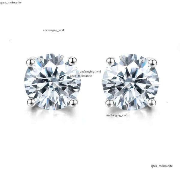 Pass Diamond Tester Vvs1 D Color Moissanite Designer For Women Solid 925 Sterling Silver 4 Prong Stud Earrings Gold Plated Screw Back Mens Jewelry Woman 18K Gift e2