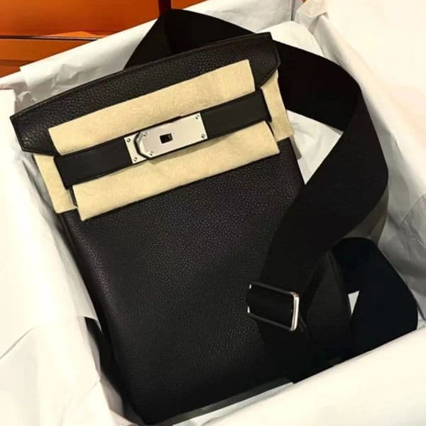 Designer Hacados Crossbody Shoulder Chest Bag Backpack Purse Adjustable Strap Fully handmade in French original leather with plated hardware 2025 912
